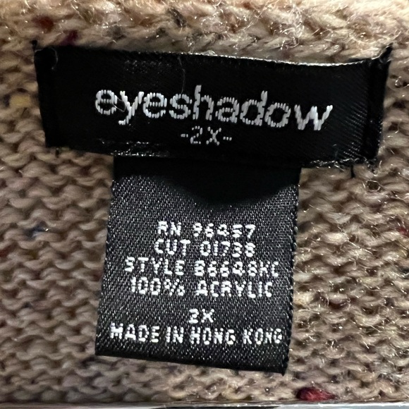 BOGO Eyeshadow Brown/Tan Cropped Long Sleeve Cardigan w/Satin Bow Size 2X - Picture 4 of 5